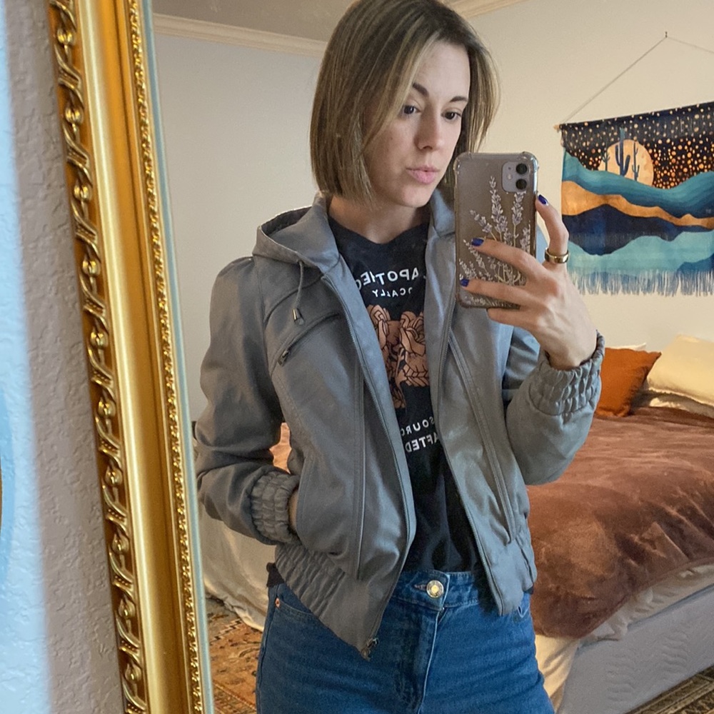 Miss London - Gray Jacket faux leather